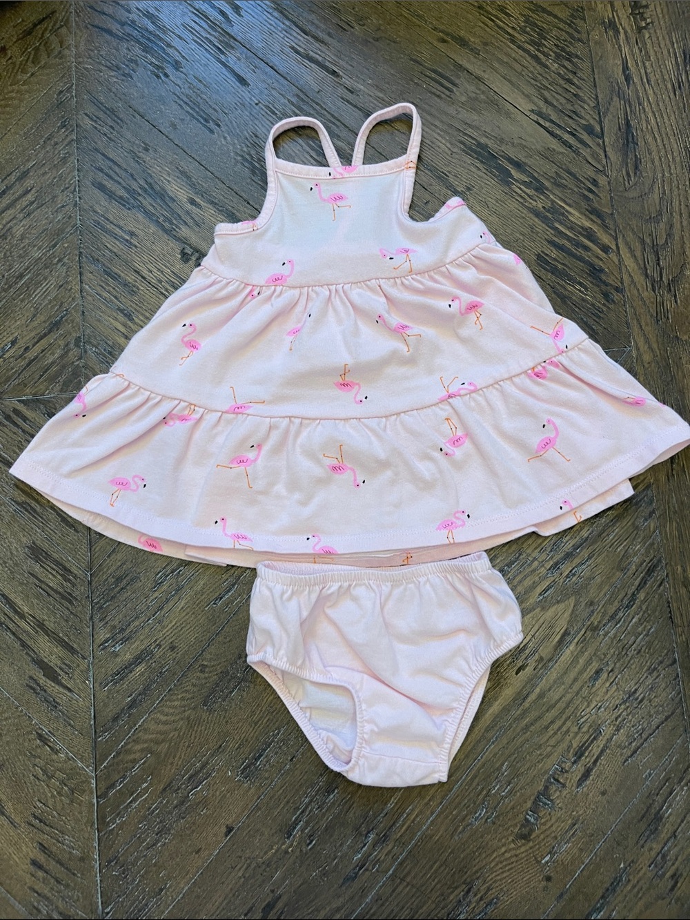 Cat & Jack Pink Flamingo Tiered Sundress with Bloomers